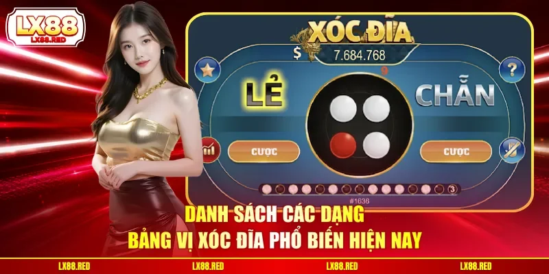 Danh sách các dạng bảng vị xóc đĩa phổ biến hiện nay 